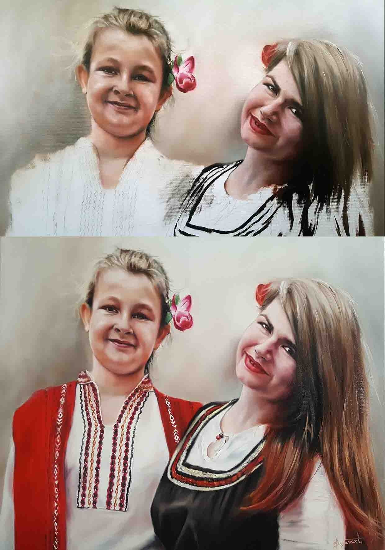 Двоен портрет с маслени бои върху платно.