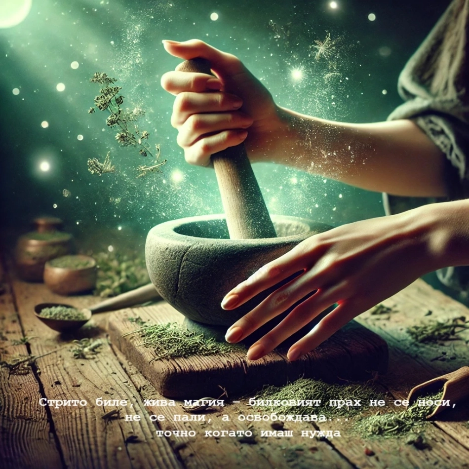 Стрито биле, жива магия – билковият прах не се носи, не се пали, а освобождава... точно когато имаш нужда