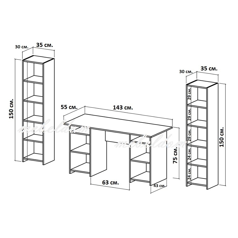Бюро,бюра с надстройки и етажерки комплект
