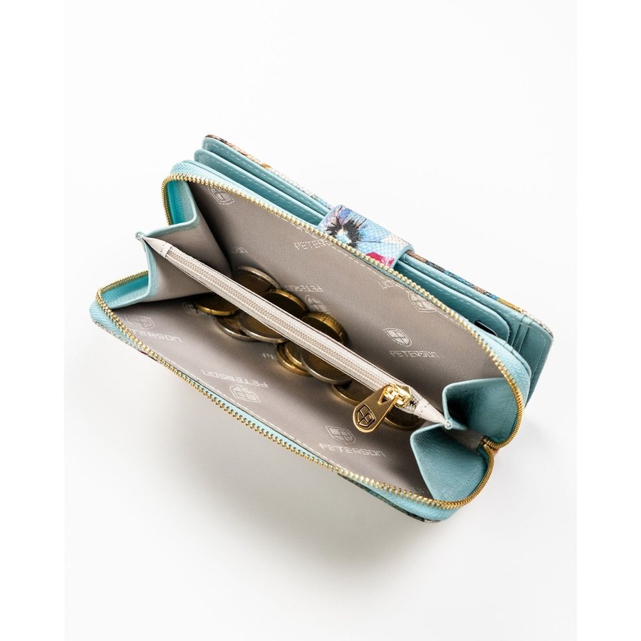 Голям дамски портфейл-моливник от естествена кожа с флорален мотив - Peterson