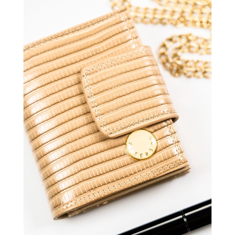 Компактно бежово портмоне от естествена кожа + PU - Peterson