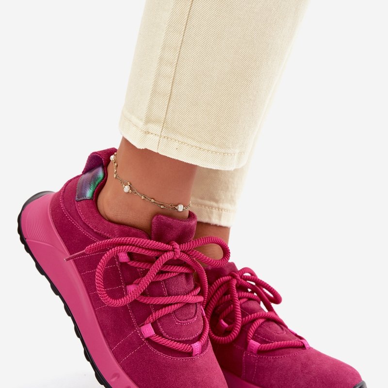 Дамски кецове от естествен велур в цвят фуксия