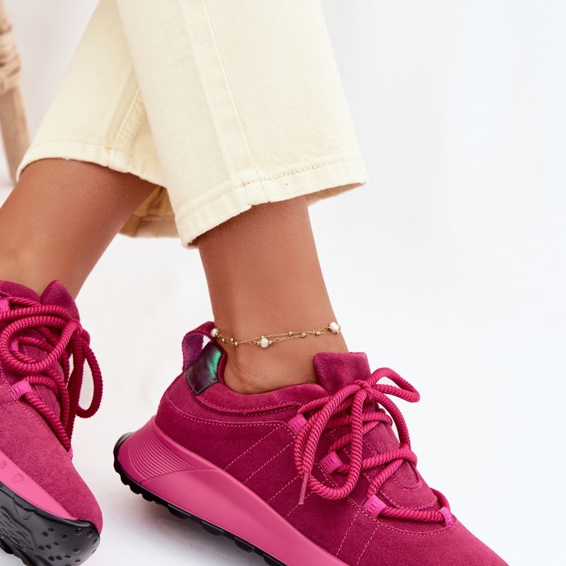 Дамски кецове от естествен велур в цвят фуксия