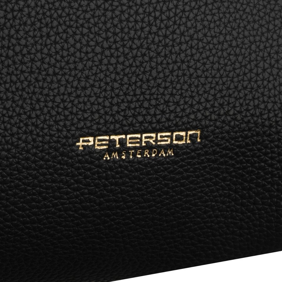 Черна дамска чанта за пазаруване, изработена от еко кожа с включен практичен калъф - Peterson