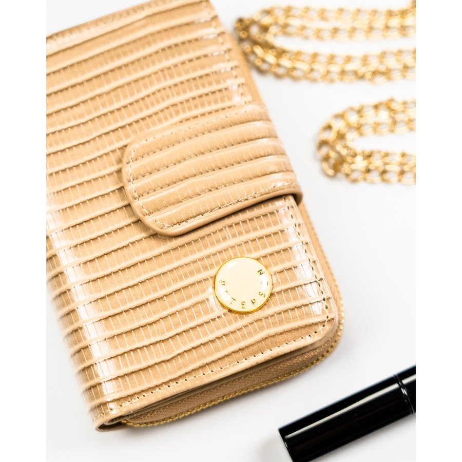 Портфейл с декоративна бежова плитка, изработен от естествена и еко кожа - Peterson