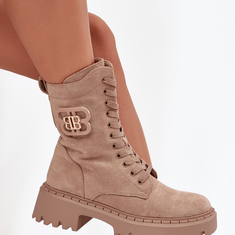 Дамски изолирани боти от еко велур с декорация