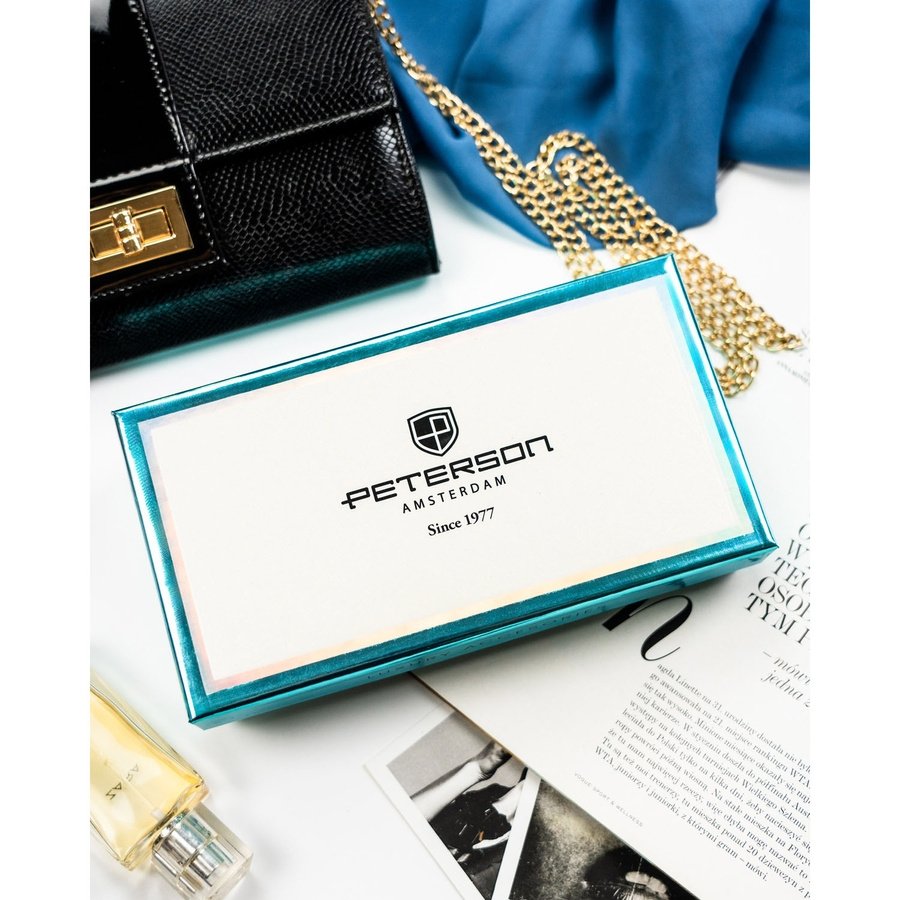 Голям дамски портфейл с RFID система, изработен от многоцветна естествена и еко кожа - Peterson