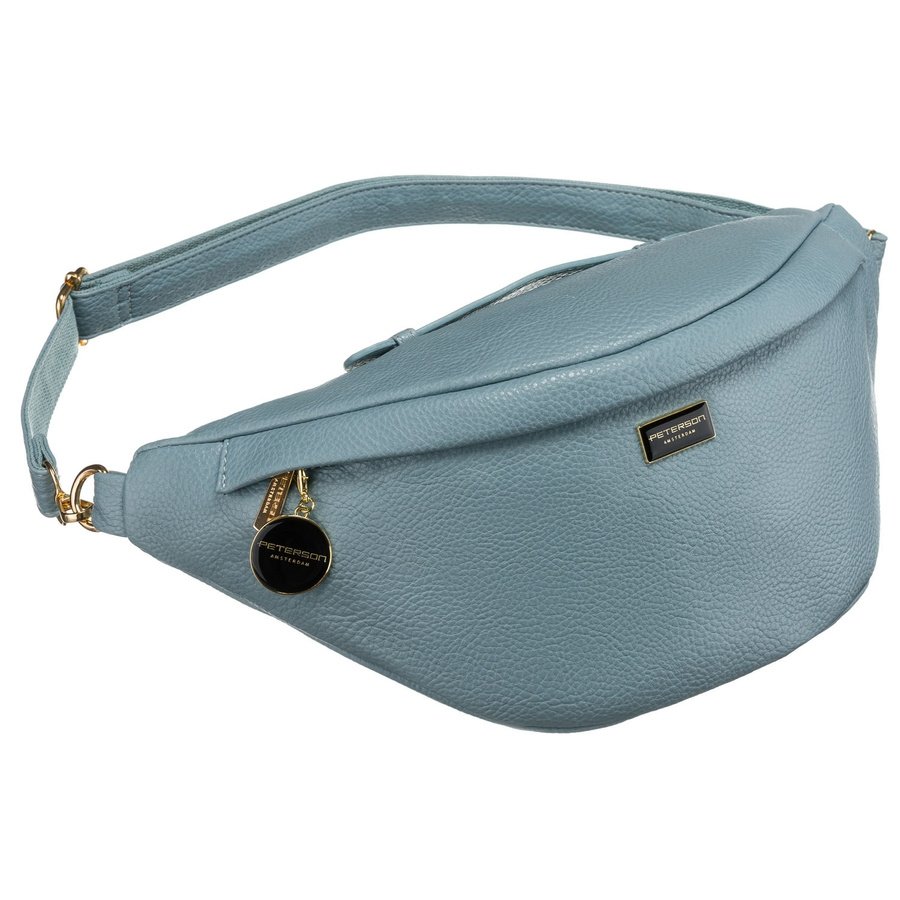 Модерна, спортна синя дамска чанта за кръста или през рамо от еко кожа Peterson