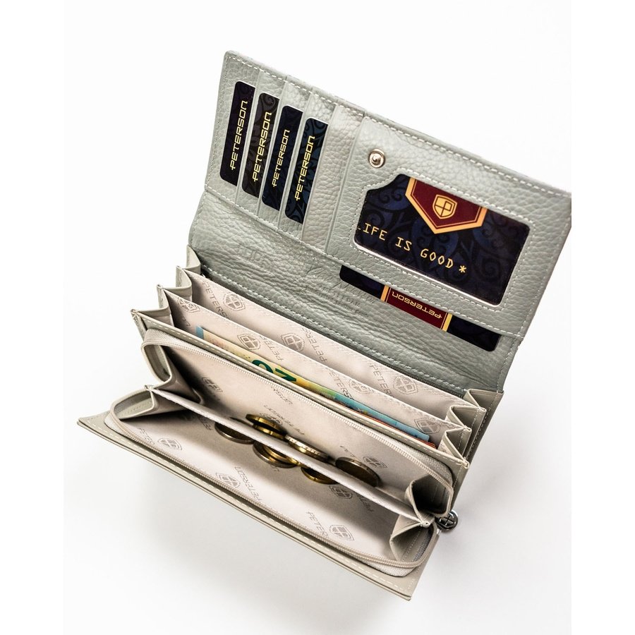 Голям дамски портфейл с RFID система, изработен от многоцветна естествена и еко кожа - Peterson