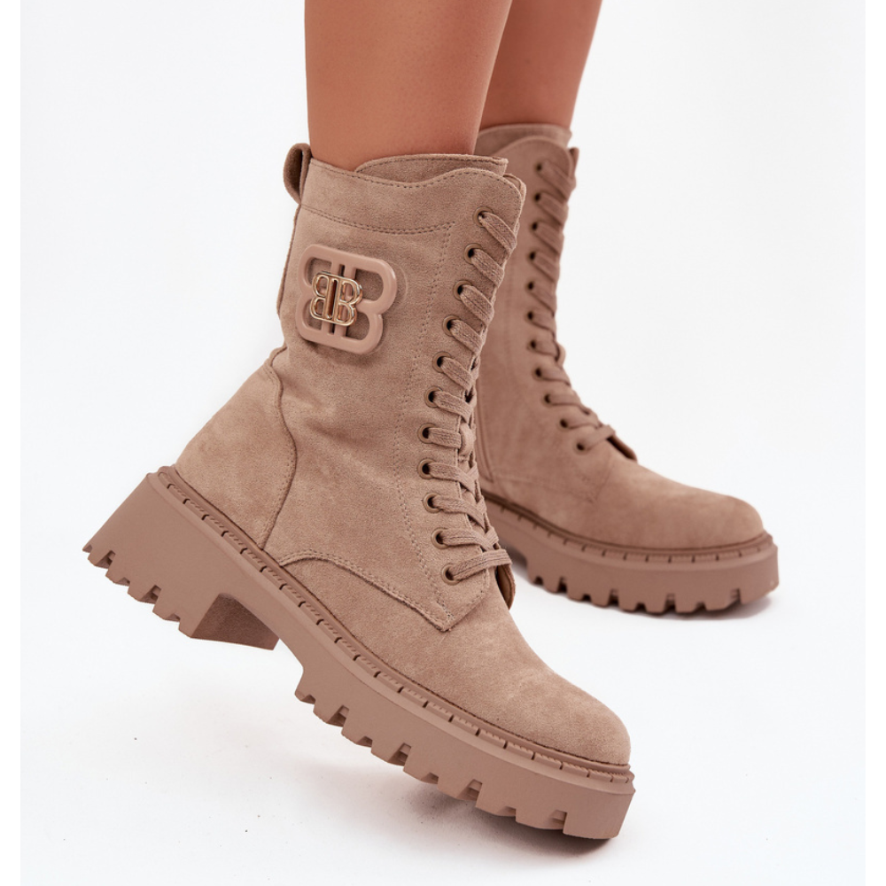 Дамски изолирани боти от еко велур с декорация