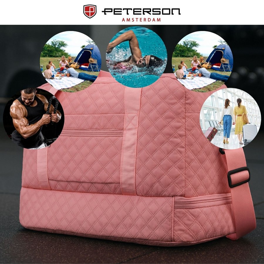 Розова, двукомпонентна тренировъчна чанта от полиестер - Peterson