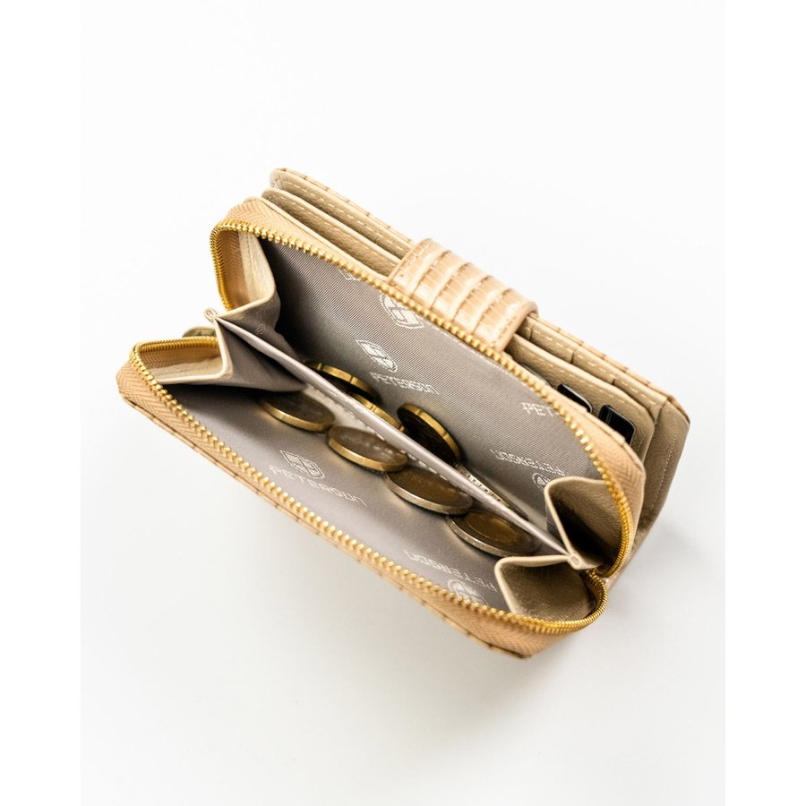 Портфейл с декоративна бежова плитка, изработен от естествена и еко кожа - Peterson