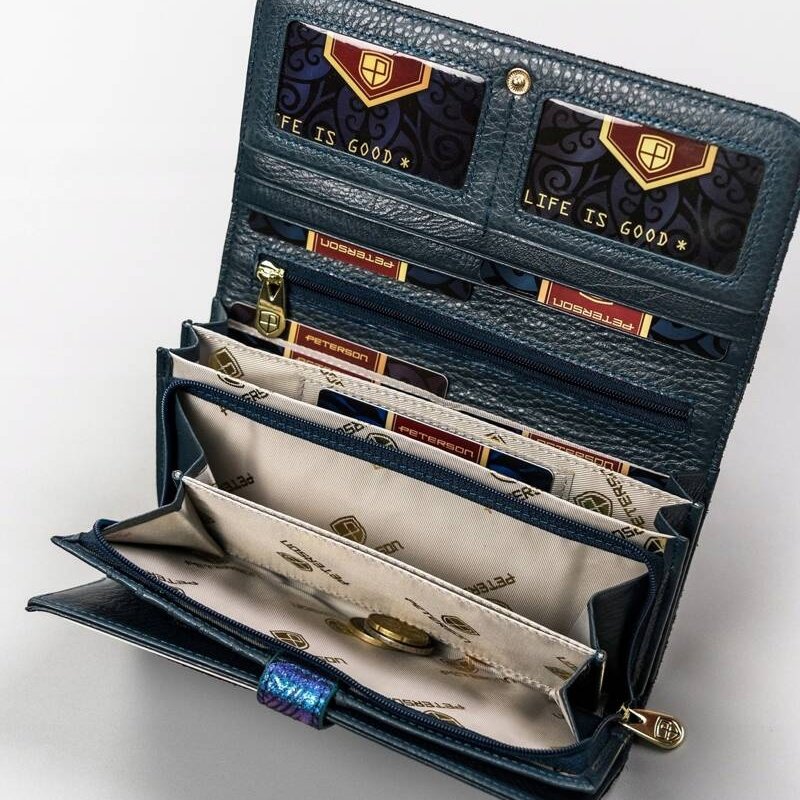 Голям дамски портфейл от естествена кожа - Peterson