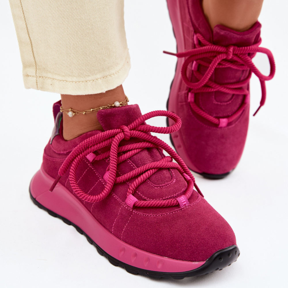 Дамски кецове от естествен велур в цвят фуксия