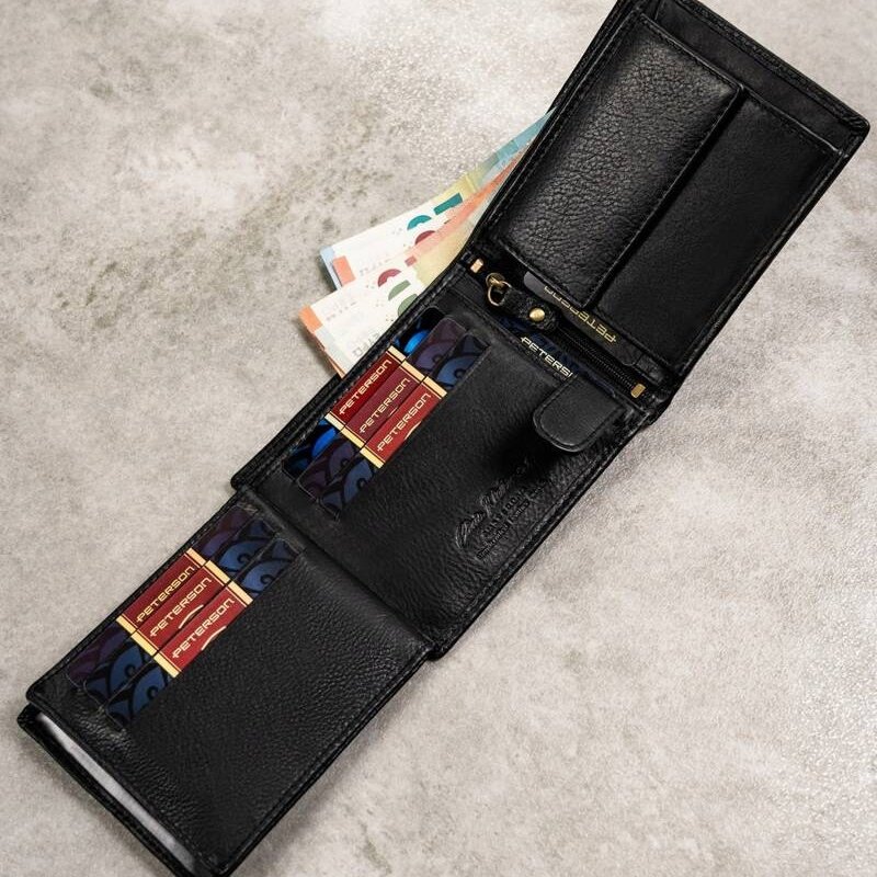 Подаръчен комплект мъжки кожен портфейл и ключодържател - Peterson