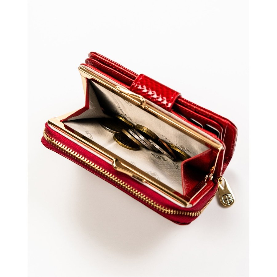 Елегантен, червен дамски портфейл от естествена кожа със система RFID - Peterson
