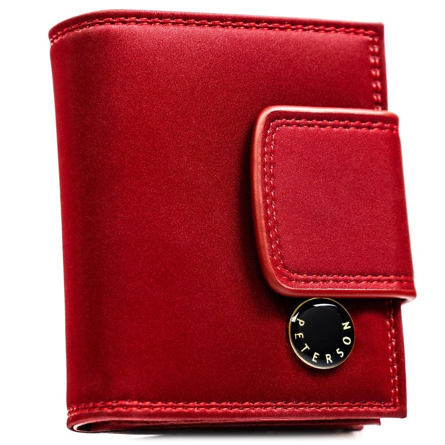 Червен дамски портфейл, изработен от естествена и еко кожа с RFID система - Peterson