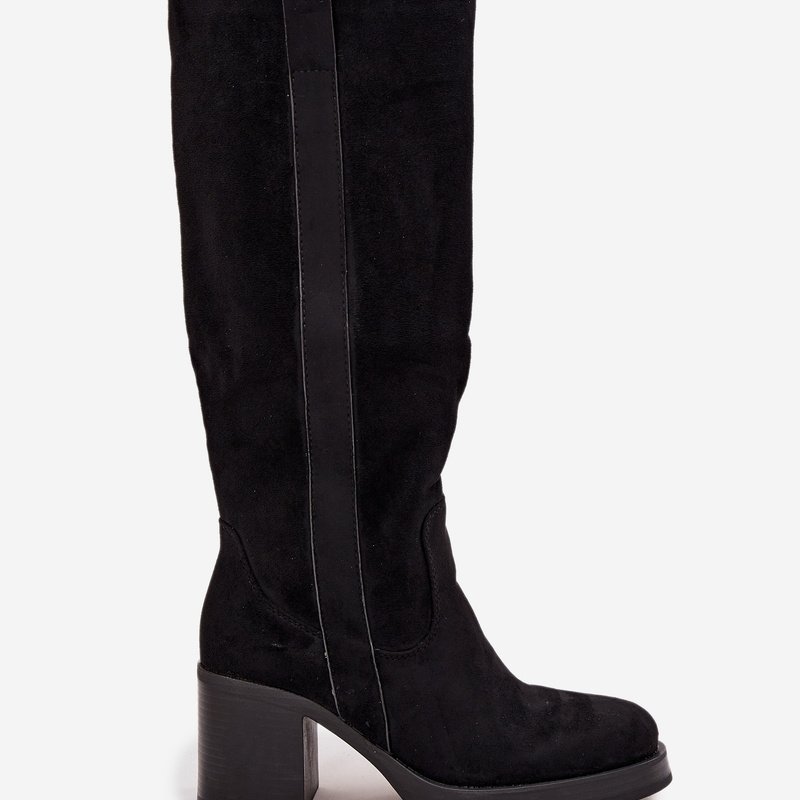 Дамски топли ботуши с масивен ток 