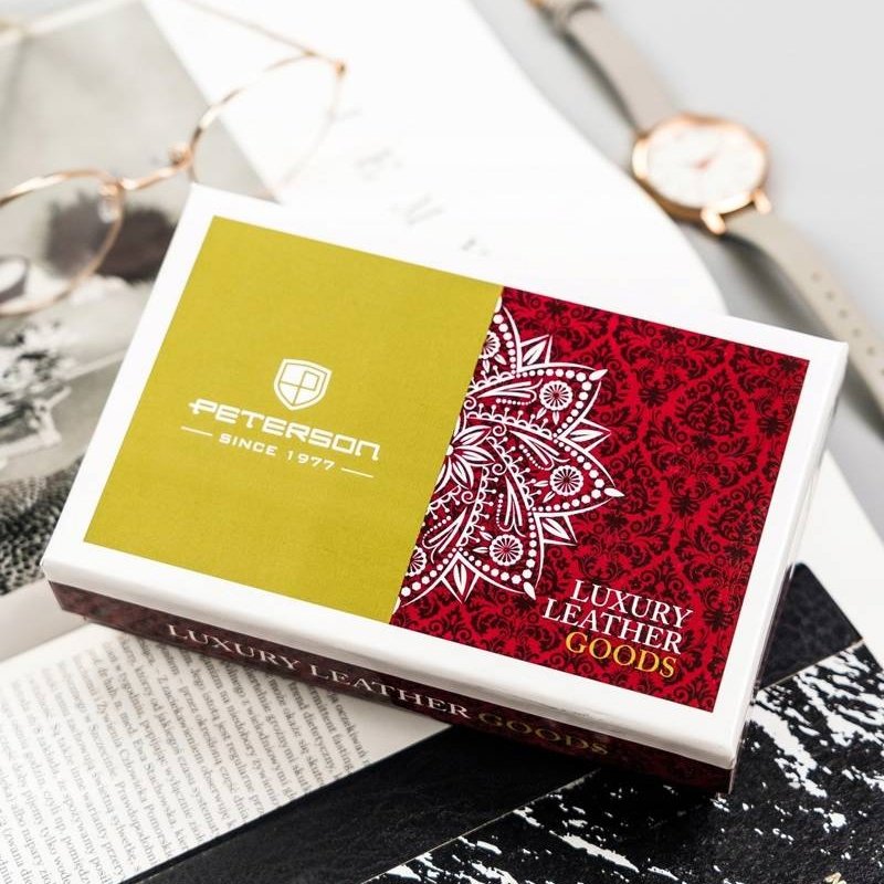 Голям, просторен портфейл от естествена кожа с флорален мотив - Peterson