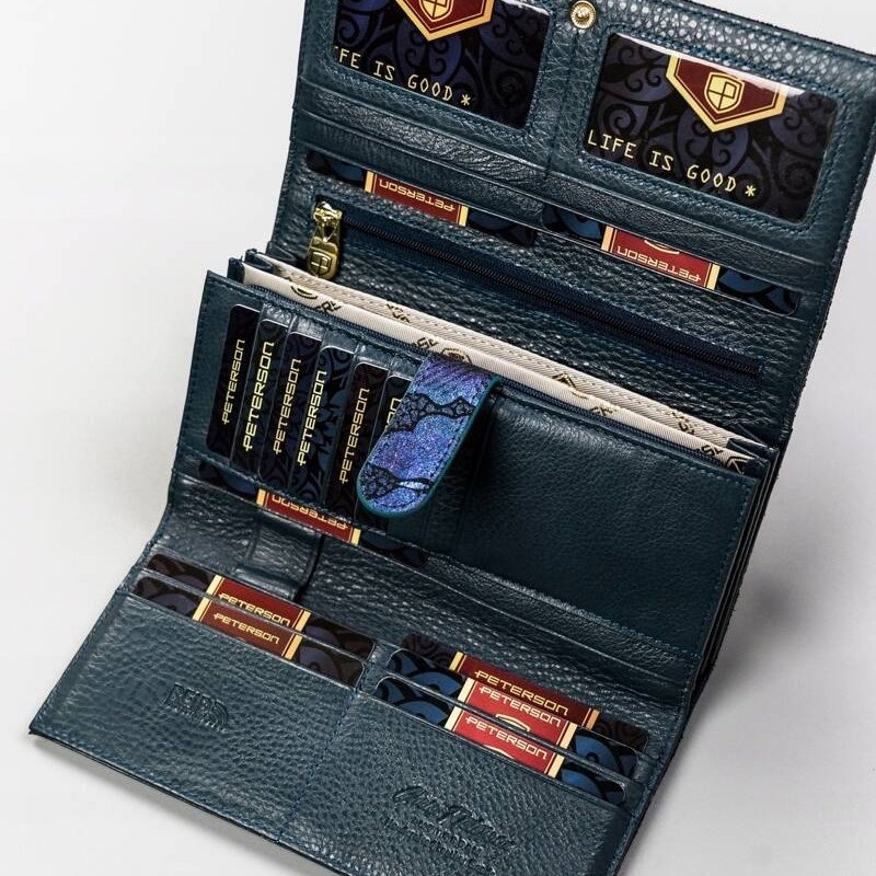 Голям дамски портфейл от естествена кожа - Peterson