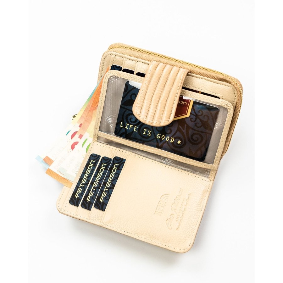 Портфейл с декоративна бежова плитка, изработен от естествена и еко кожа - Peterson