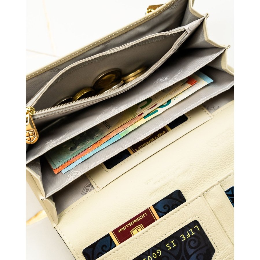 Дамски портфейл с флорален десен, изработен от естествена и еко кожа - Peterson