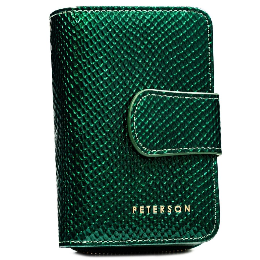 Елегантен, зелен дамски портфейл от естествена кожа със система RFID - Peterson