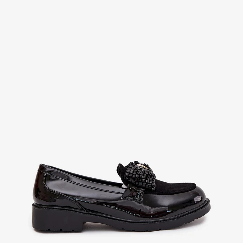 Дамски мокасини от лачена кожа с панделка S.Barski