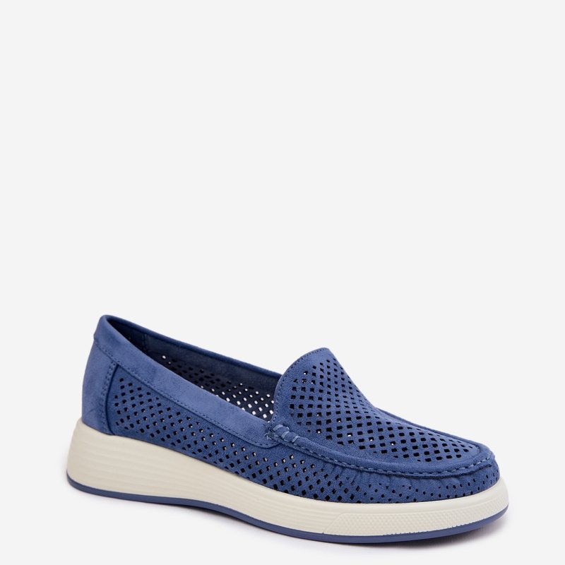 Дамски мокасини Sergio Leone с ажурна облицовка, сини