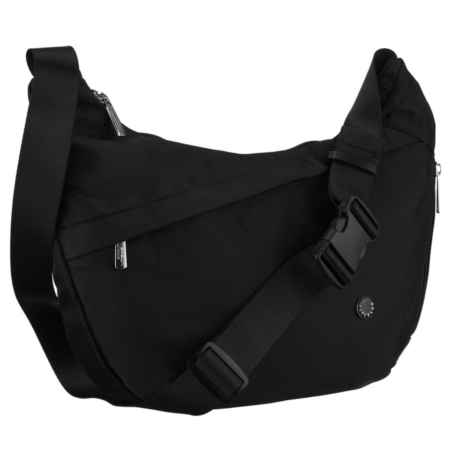 Черна дамска чанта от полиестер с цип, едно отделение - Peterson