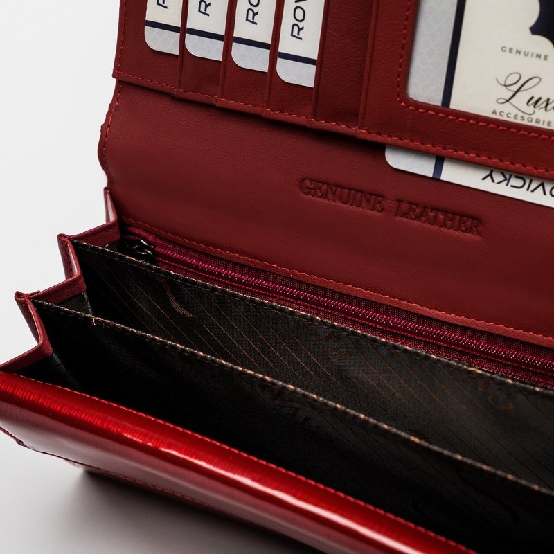 Лачено кожено портмоне с голямо отделение за пари - Cavaldi