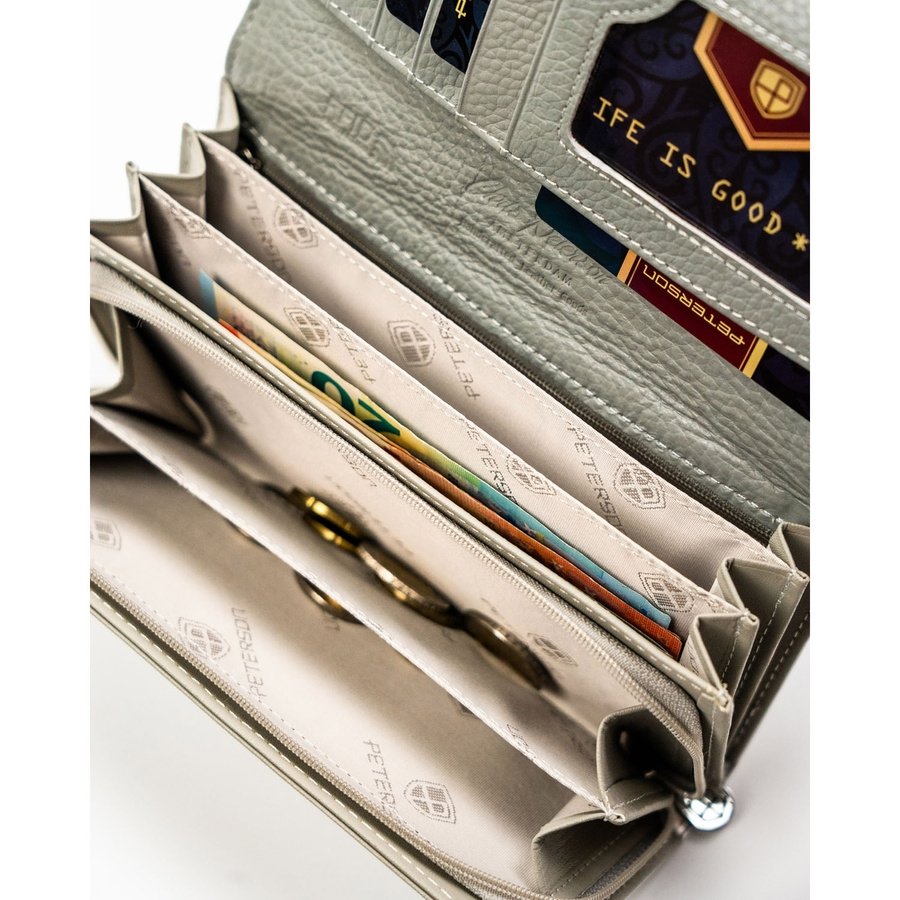 Голям дамски портфейл с RFID система, изработен от многоцветна естествена и еко кожа - Peterson