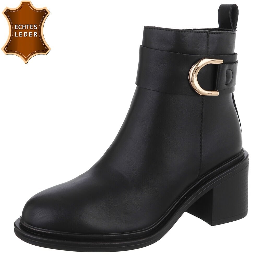 Дамски боти от естествена кожа на блоков ток