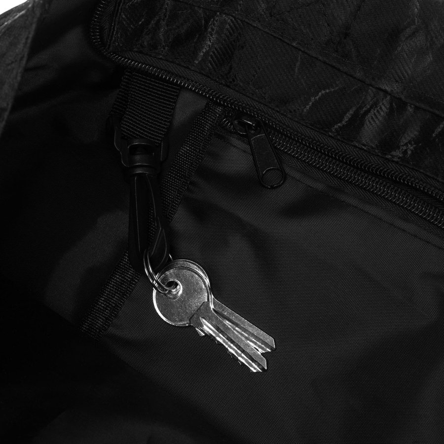 Голяма дамска чанта в черно с мраморен мотив, закопчаваща се с цип - Rovicky