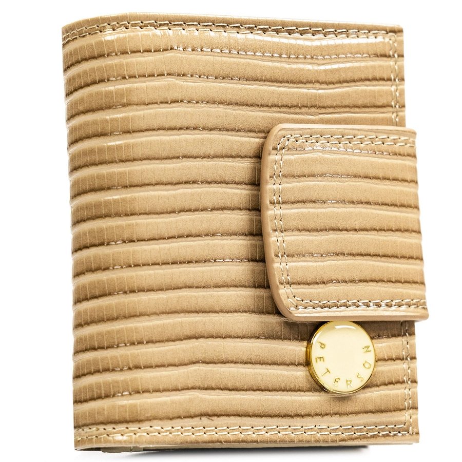 Компактно бежово портмоне от естествена кожа + PU - Peterson