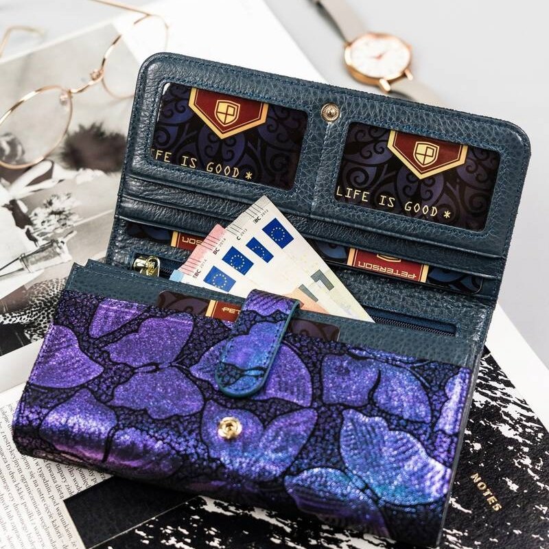 Голям дамски портфейл от естествена кожа - Peterson