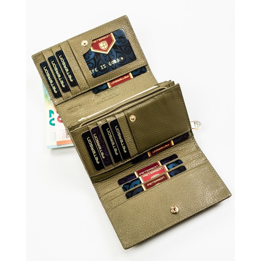 Златен дамски портфейл, изработен от естествена и еко кожа - Peterson