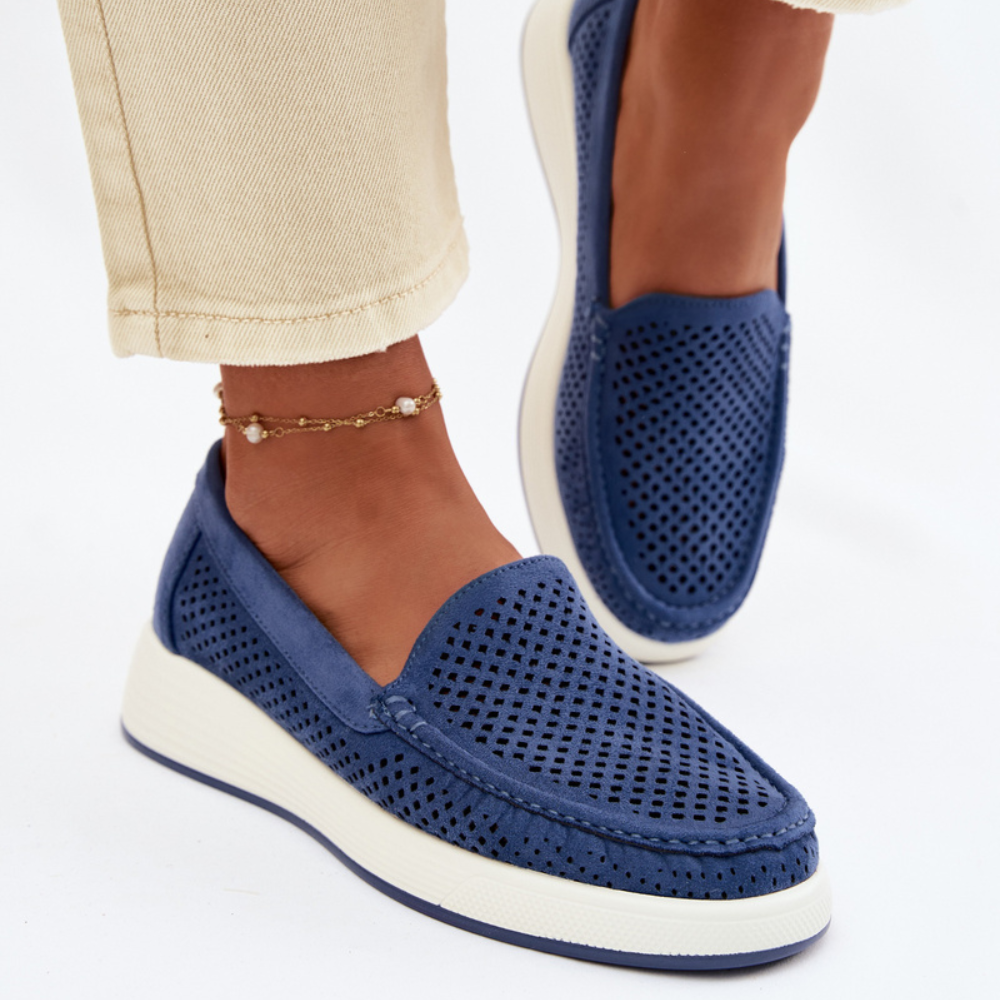 Дамски мокасини Sergio Leone с ажурна облицовка, сини