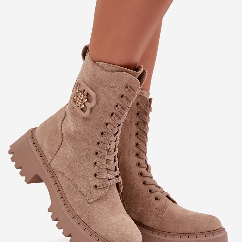 Дамски изолирани боти от еко велур с декорация