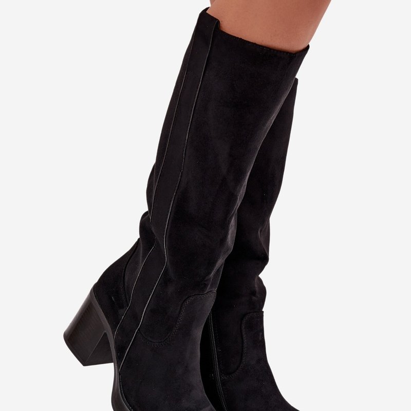 Дамски топли ботуши с масивен ток 