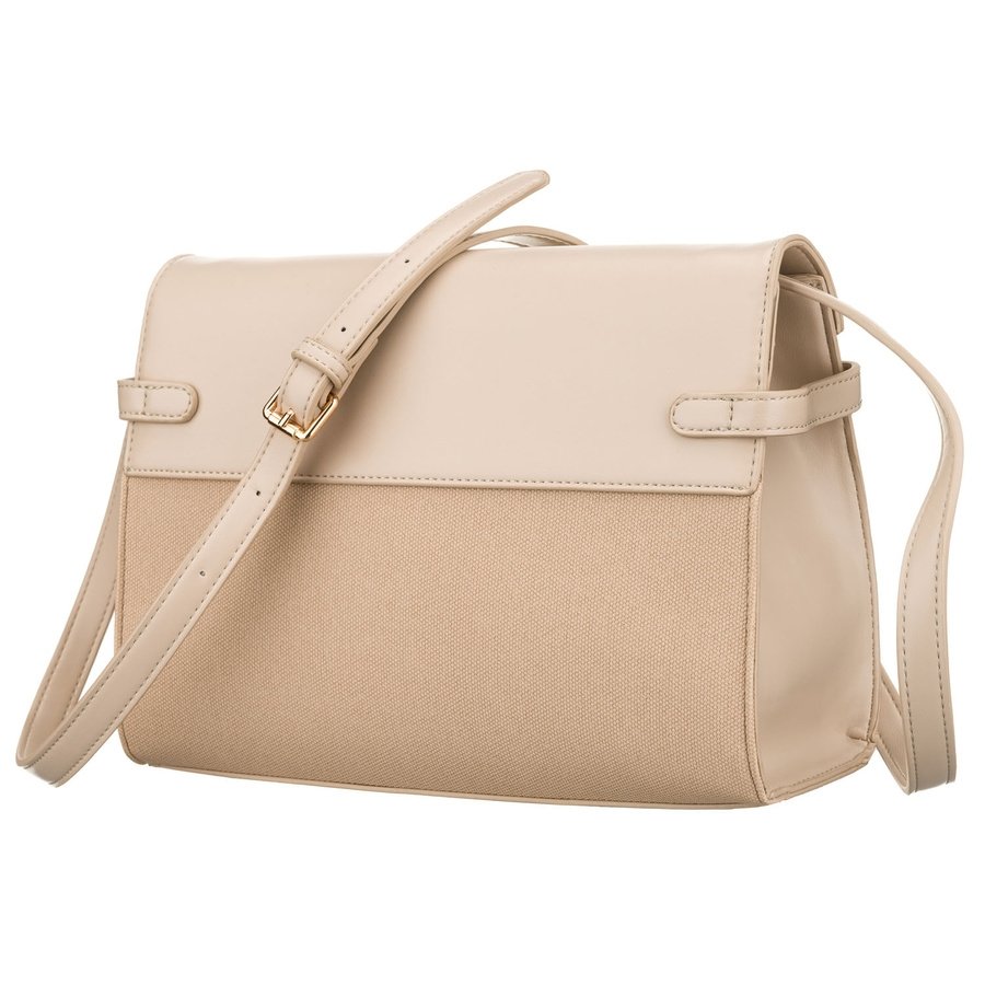 Бежова дамска чанта с цип и магнитно закопчаване - Peterson