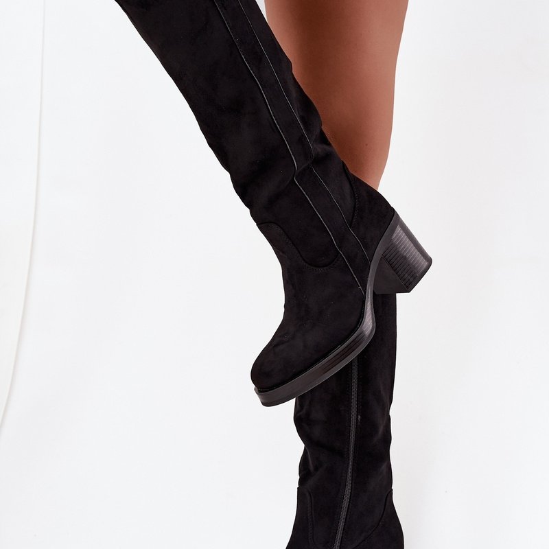 Дамски топли ботуши с масивен ток 