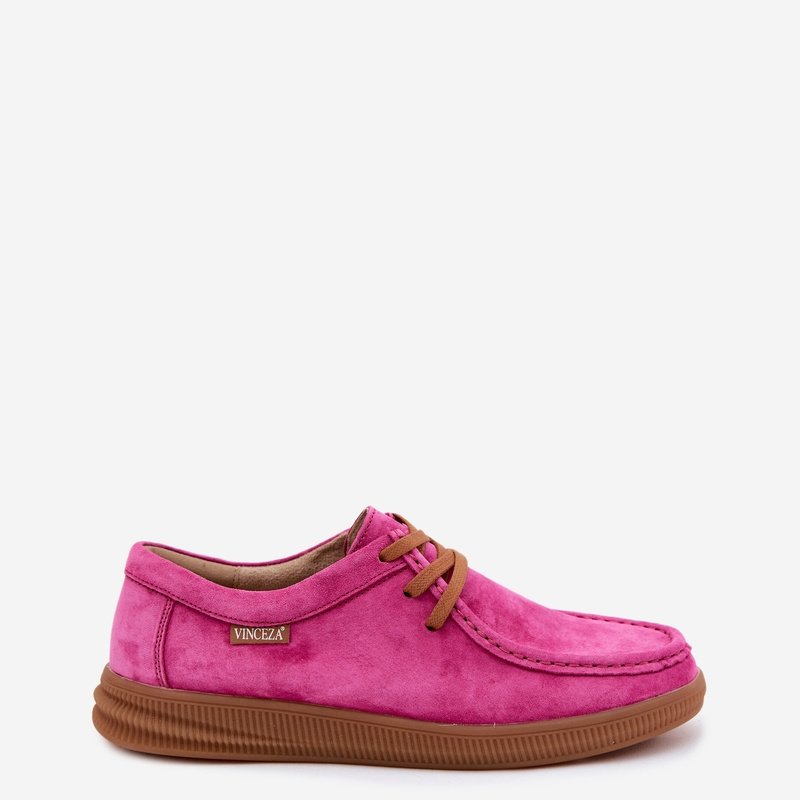 Ниски обувки Vinceza от естествен велур в цвят фуксия