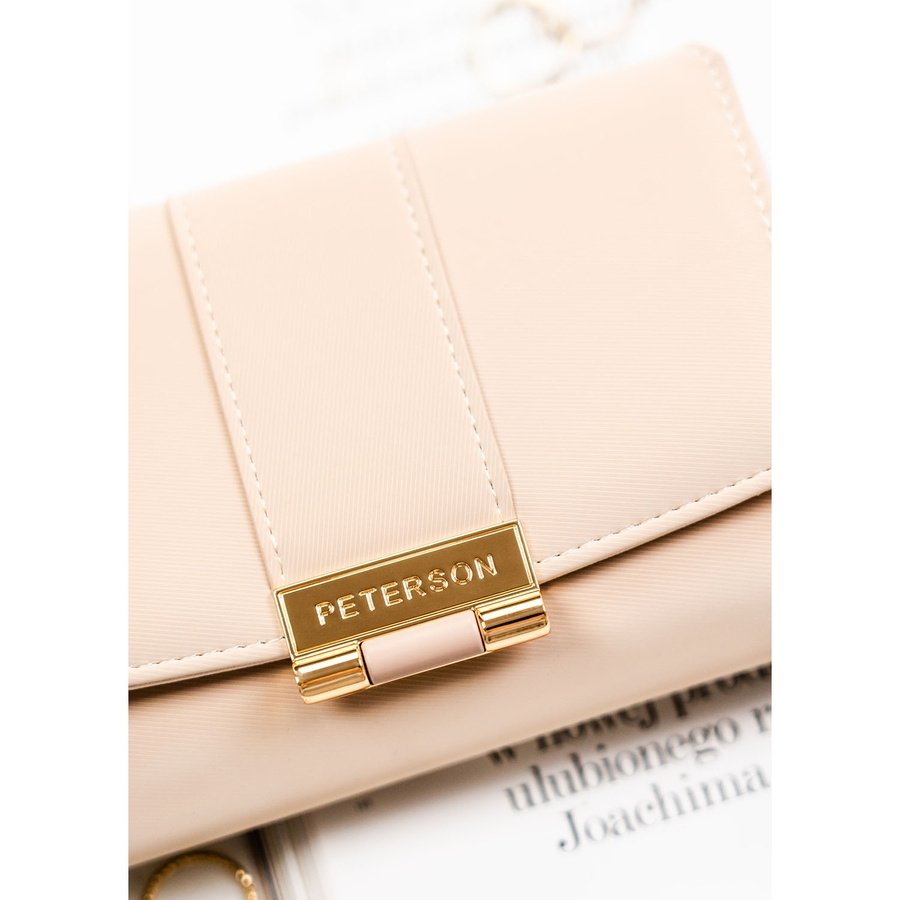  Бежов дамски портфейл от еко кожа с леко оребрена текстура - Peterson