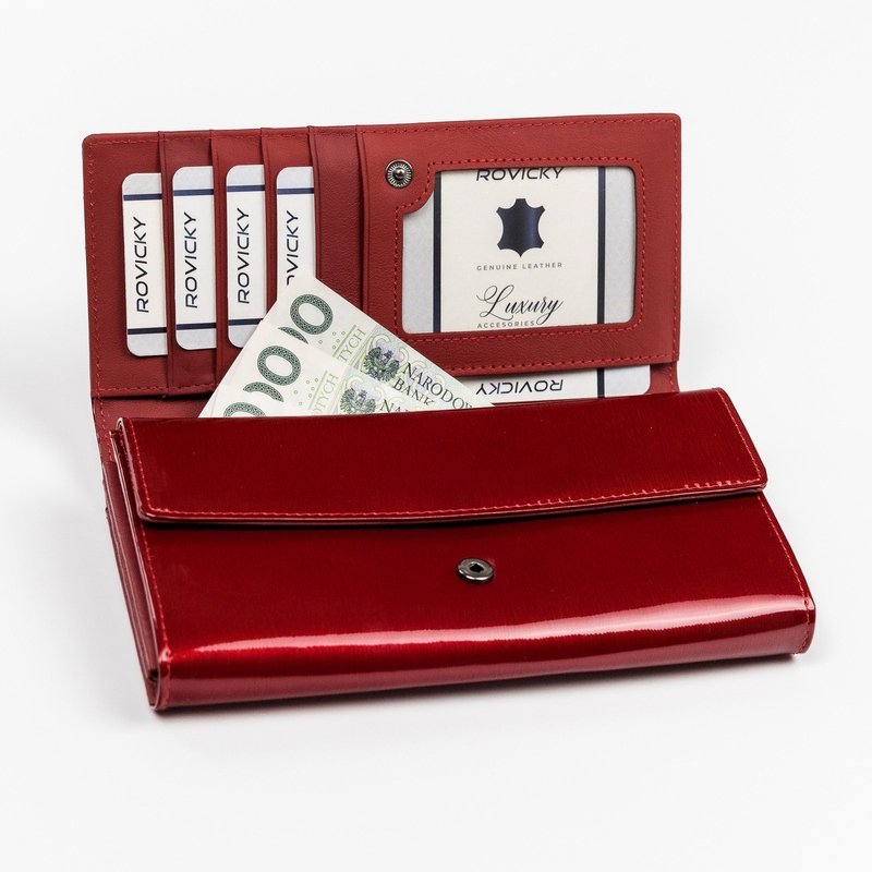 Лачено кожено портмоне с голямо отделение за пари - Cavaldi