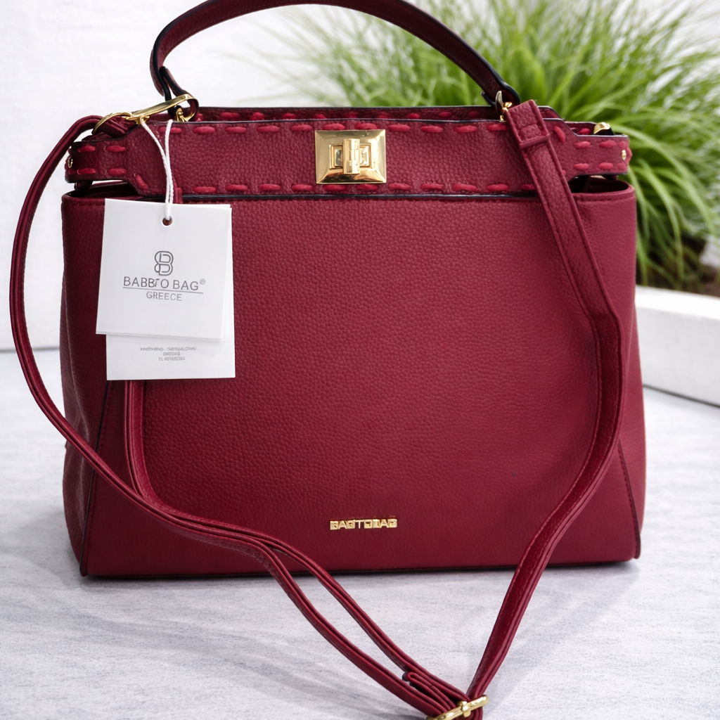 Дамска чанта за през рамо от висококачествена еко кожа, бордо