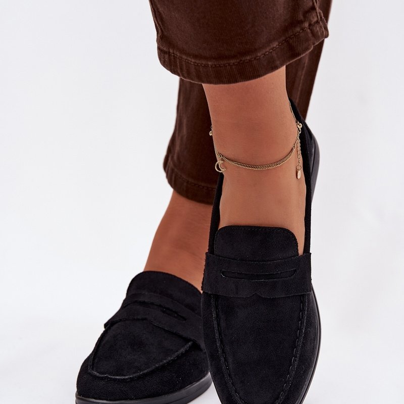 Дамски мокасини от еко-велур, черни