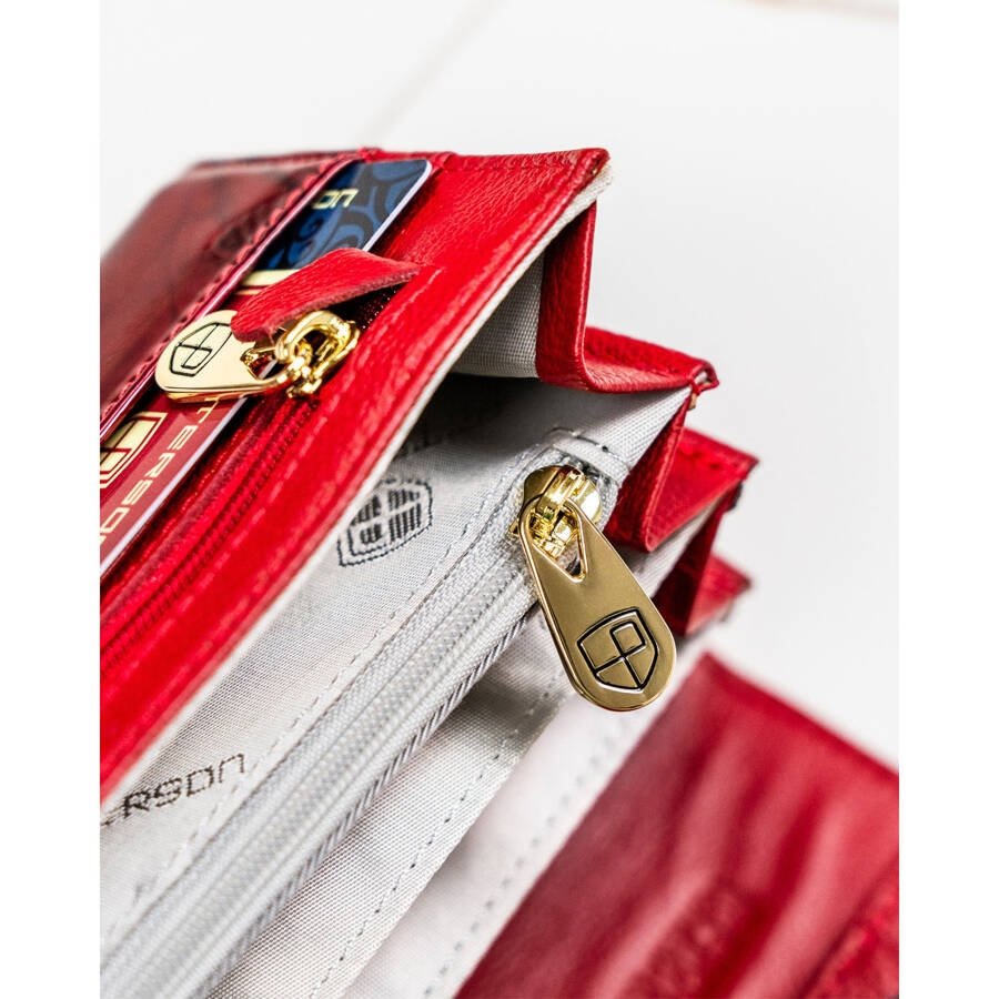 Голям дамски портфейл с много отделения, червен - Peterson