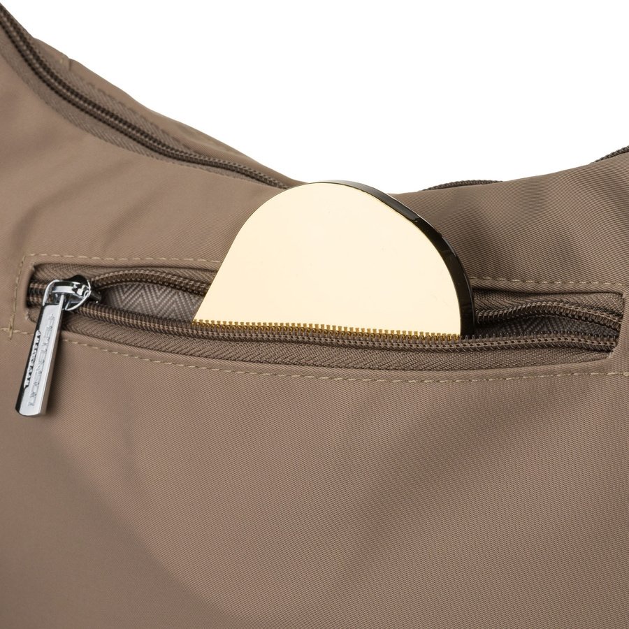 Дамска чанта в тъмно бежов цвят с външен джоб - Peterson