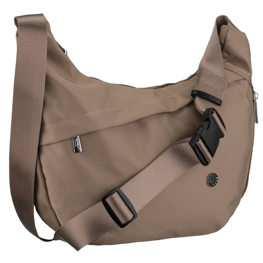 Дамска чанта в тъмно бежов цвят с външен джоб - Peterson